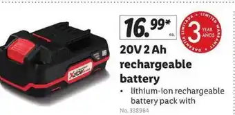 Lidl 20v 2ah Rechargeable Battery offer