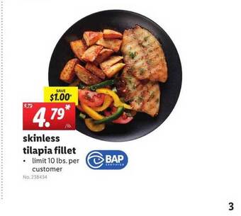 Lidl Skinless Tilapia Fillet offer