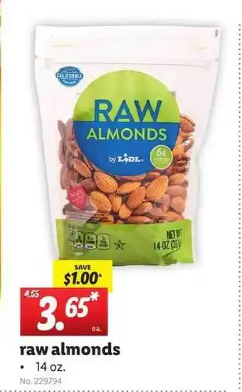Lidl Raw Almonds offer