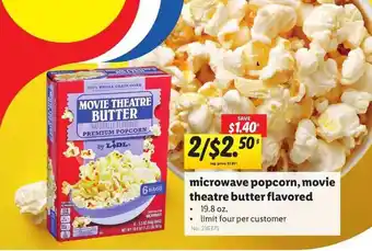Lidl Microwave Popcorn, Movie Theatre Butter Flavored offer