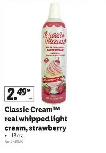 Lidl Classic Cream Real Whipped Light Cream, Strawberry offer