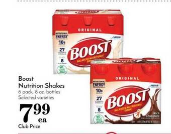 Pavilions Boost Nutrition Shakes offer
