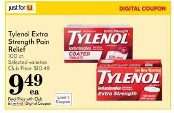 Pavilions Tylenol Extra Strength Pain Relief offer