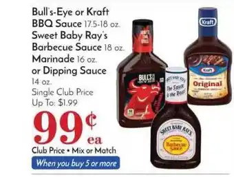 Pavilions Bull's-eye Or Kraft Bbq Sauce, Sweet Baby Ray's Barbecue Sauce, Marinated Or Dipping Sauce offer