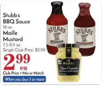 Pavilions Stubb's Bbq Sauce, Maille Mustard offer