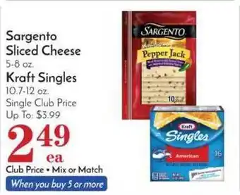 Pavilions Sargento Sliced Cheese, Kraft Singles offer