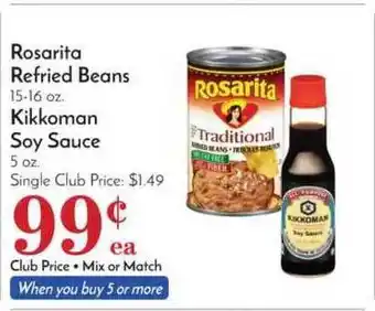Pavilions Rosarita Refried Beans, Kikkoman Soy Sauce offer