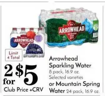 Pavilions Arrowhead Sparkling Water Or Mountain Spring Water offer