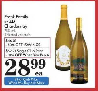 Pavilions Frank Family Or Zd Chardonnay offer