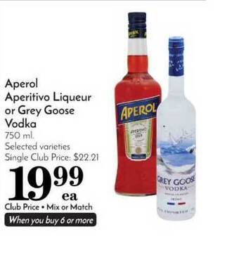 Pavilions Aperol Aperitivo Liqueur Or Grey Goose Vodka offer