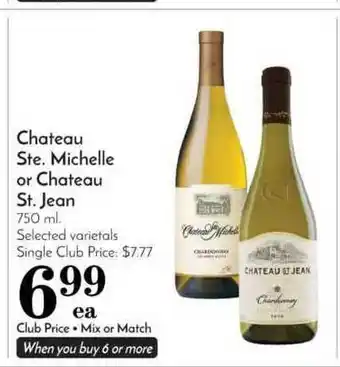 Pavilions Chateau Ste. Michelle Or Chateau St. Jean offer