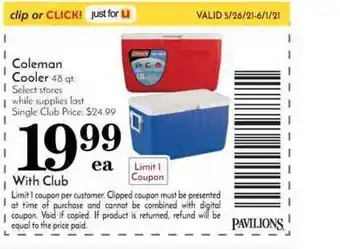 Pavilions Coleman Cooler offer