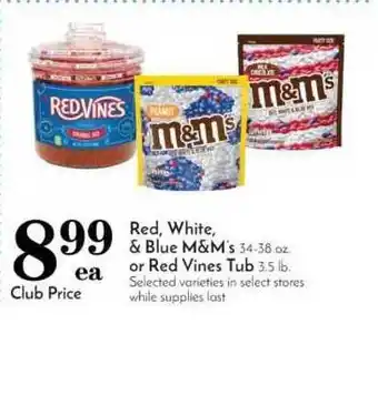 Pavilions Red, White & Blue M&m's Or Red Vines Tub offer