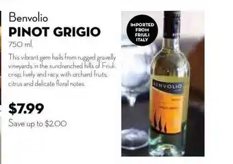 Bristol Farms Benvolio Pinot Grigio offer