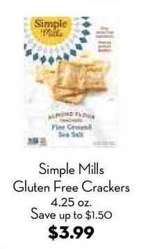 Bristol Farms Simple Mills Gluten Free Crackers offer