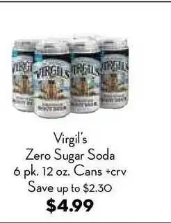 Bristol Farms Virgil's Zero Sugar Soda offer