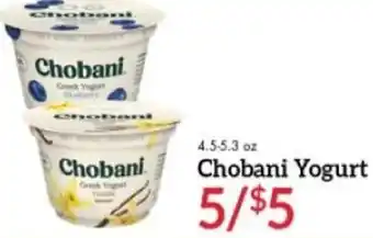 Martin's Chobani Yogurt 4.5-5.3 oz offer