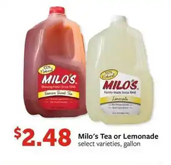 Fareway Milos Tea Or Lemonade offer