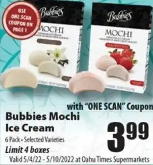 Times Supermarkets Bubbies Mochi Ice Cream offer