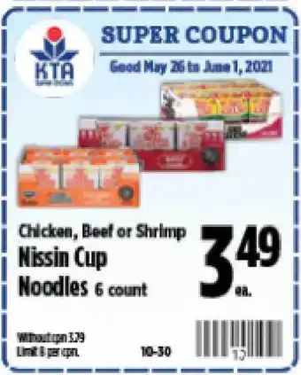 KTA Super Stores Nissin Cup Noodles 6 Count offer