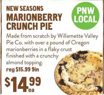 New Seasons Market New Seasons Marionberry Crunch Pie offer