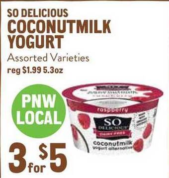 New Seasons Market So Delicious Coconutmilk Yogurt offer
