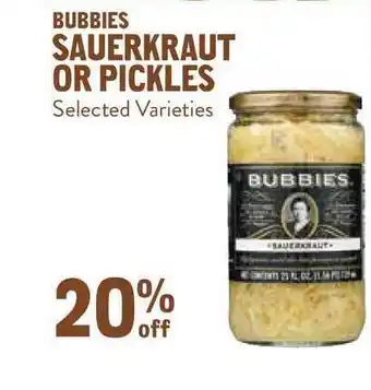 New Seasons Market Bubbies Sauerkraut Or Pickles offer