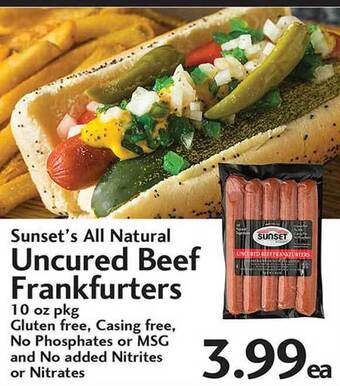Sunset Foods Sunset's All Natural Uncured Beef Frankfurters offer