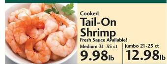 Sunset Foods Cooked Tail-On Shrimp offer