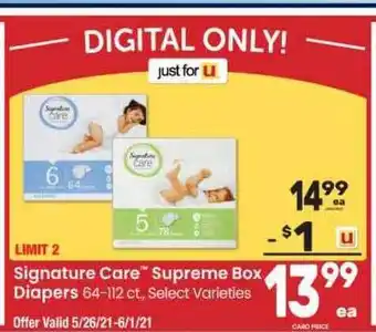 Tom Thumb Signature Care Supreme Box Diapers offer