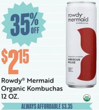 Natural Grocers Rowdy Mermaid Organic Kombuchas 12 oz. offer
