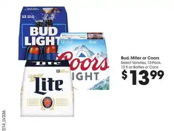 Kroger Bud Miller Or Coors Select Varieties offer