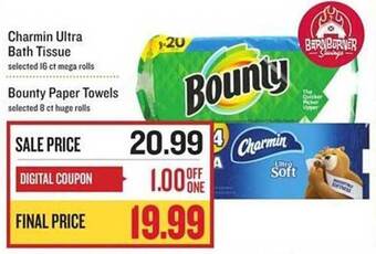 Lowes Foods Charmin Ultra Bath Tissue, Bounty Paper Towels offer
