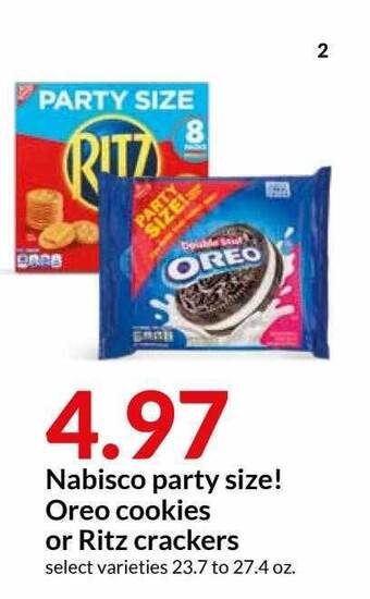 Hy-Vee Nabisco Party Size! Oreo Cookies Or Ritz Crackers offer