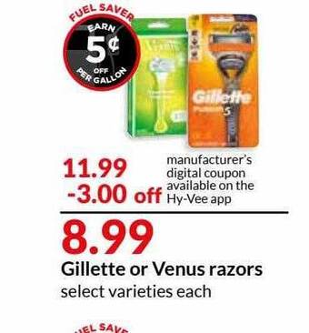 Hy-Vee Gillette Or Venus Razors offer