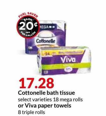 Hy-Vee Cottonelle Bath Tissue Or Viva Paper Towels offer