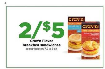 Hy-Vee Crav'n Flavor Breakfast Sandwiches offer