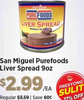 Island Pacific Market San Miguel Purefoods Liver Spread 9oz offer