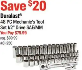AutoZone Duralast 48 Pc Mechanic's Tool Set 1/2 Drive SAE/MM 61-250 offer