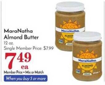 Pavilions MaraNatha Almond Butter offer