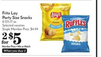 Pavilions Frito Lay Party Size Snacks offer