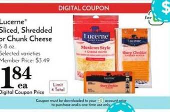 Pavilions Lucerne Sliced, Shredded Or Chunk Cheese offer