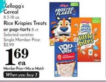 Pavilions Kellogg's Cereal, Rice Krispies Treats Or Pop-tarts offer