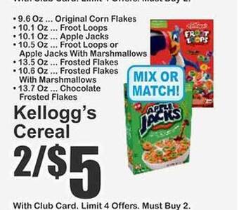 Key Food Kellogg's Cereal offer