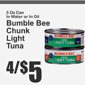 Key Food Bumble Bee Chunk Light Tuna offer