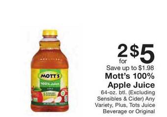 Fairway Store Market Mott's 100% Apple Juice offer
