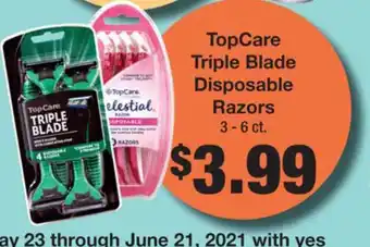 Family Fare Topcare Triple Blade Disposable Razors offer