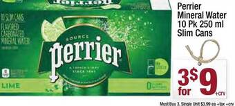 Super King Markets Perrier Mineral Water 10 Pk 250 Ml Slim Cans offer
