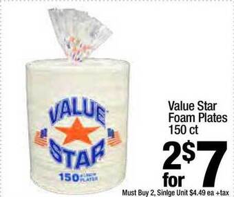 Super King Markets Value Star Foam Plates 150 Ct offer