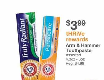 Kinney Drugs Arm & Hammer Toothpaste offer